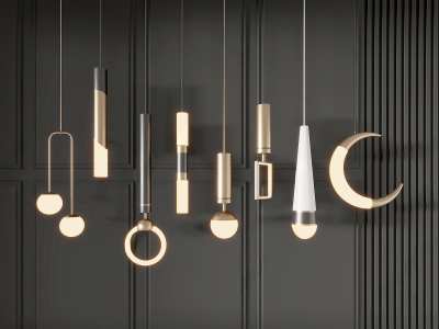 现代吊灯组合3D模型下载